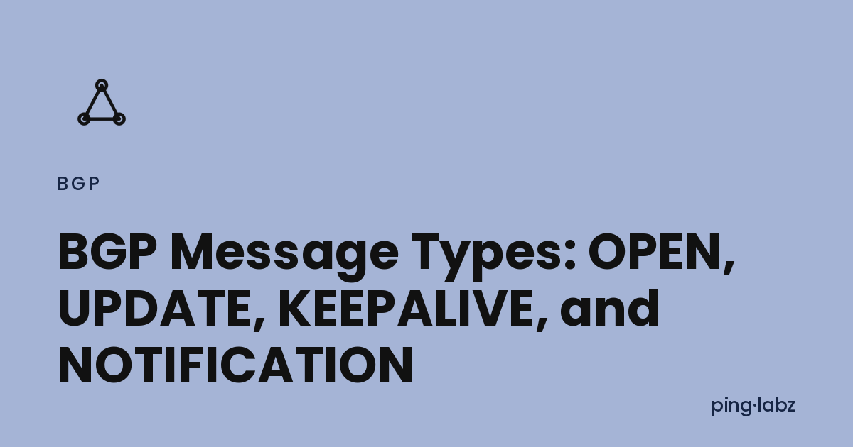 BGP Message Types: OPEN, UPDATE, KEEPALIVE, NOTIFICATION
