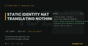 ASA identity NAT showing origin equals translated on both source and destination
