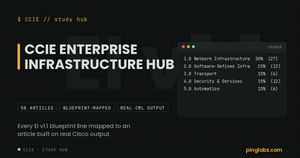 CCIE Enterprise Infrastructure study hub - 58 articles mapped to the EI v1.1 blueprint