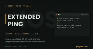 Cisco IOS extended ping sourced from a loopback with success output