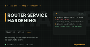 nmap before and after: telnet open then closed by router hardening