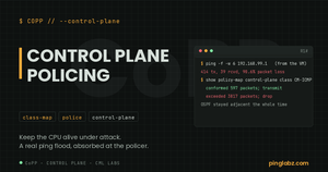 CoPP policy dropping a ping flood: 597 conformed, 3817 exceeded and dropped