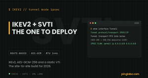 IKEv2 SVTI: real show interface Tunnel1 showing IPSEC/IP transport and MTU 1446