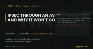 IPsec through an ASA: inspect ipsec-pass-thru and the UDP 4500 NAT-T rule