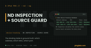 IPv6 device-tracking binding table mapping address to MAC to port