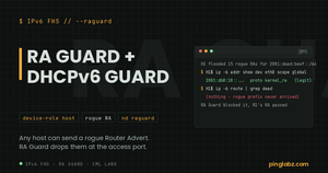 RA Guard result: victim host learns only the legitimate IPv6 prefix, not the rogue one