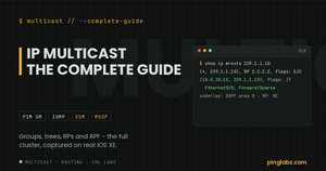 IP Multicast: The Complete Guide - Patch Panel feature image with real show ip mroute output from a Cisco IOS XE CML lab