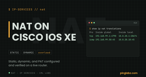 NAT on Cisco IOS XE feature image with real show ip nat translations output