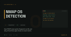 Nmap OS detection - terminal showing -O fingerprinting Linux and no exact match on Cisco gear