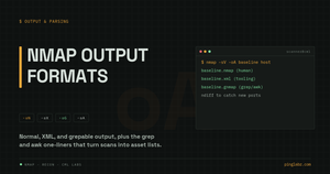 Nmap output formats - terminal showing -oA writing normal, XML, and grepable result files