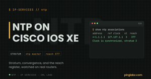 NTP on Cisco IOS XE feature image with real show ntp associations output
