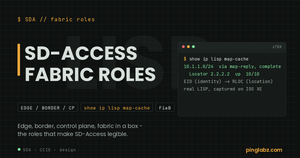 SD-Access fabric roles - a real LISP map-cache showing EID-to-RLOC mapping on IOS XE
