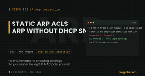 Dynamic ARP Inspection dropping 8 forged ARP replies with a static ARP ACL