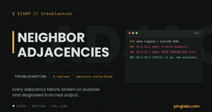 Troubleshooting EIGRP neighbor adjacencies feature image with real K-value mismatch log output