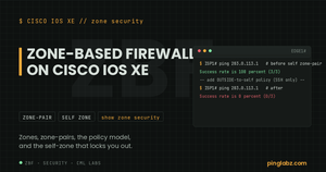 Zone-Based Firewall self-zone lockout: pings to the router drop from 100 to 0 percent