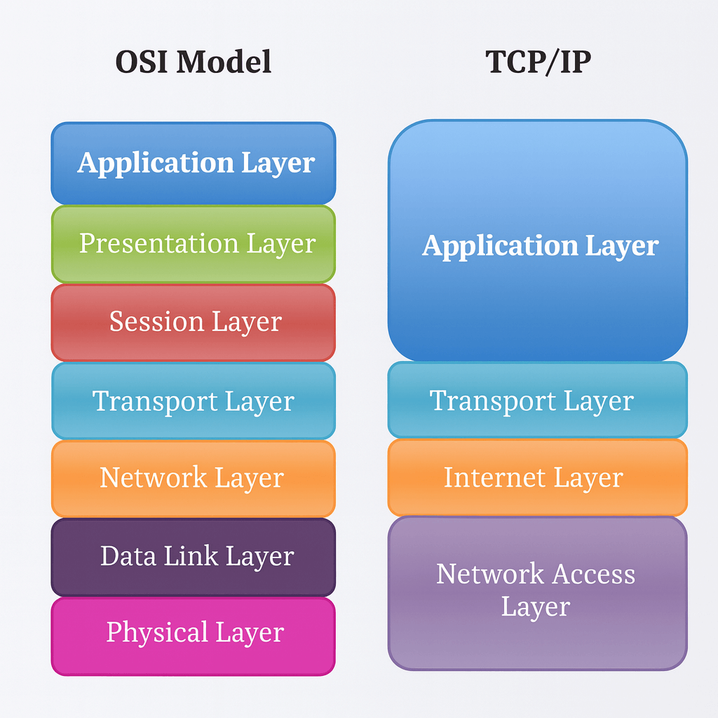Diagram showing TCP/IP layers and data flow between two computers.